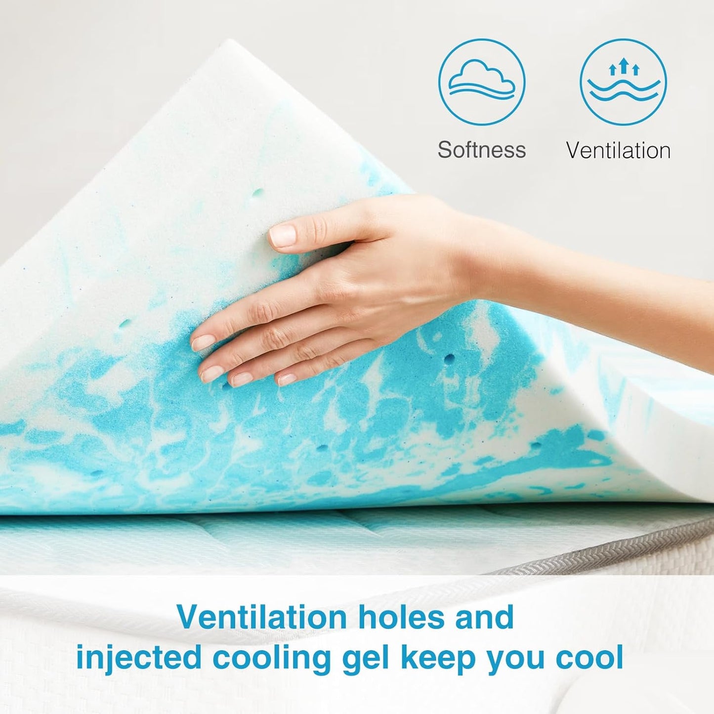 2-Inch Soft Cooling Gel Memory Foam Mattress Topper – Enhanced Comfort, for Sofas and RVs, CertiPUR-US Certified