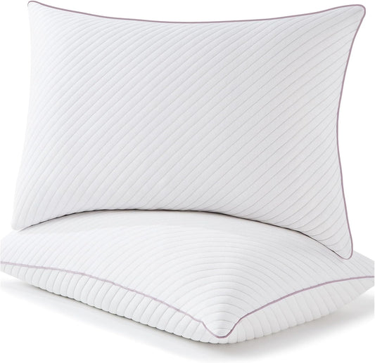 Set of 2 Cooling Pillows - Memory Foam for Enhanced Breathability and Support