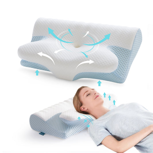 Adjustable Cervical Memory Foam Pillow for Neck Support – Pain Relief and Cooling Comfort for All Sleep Positions