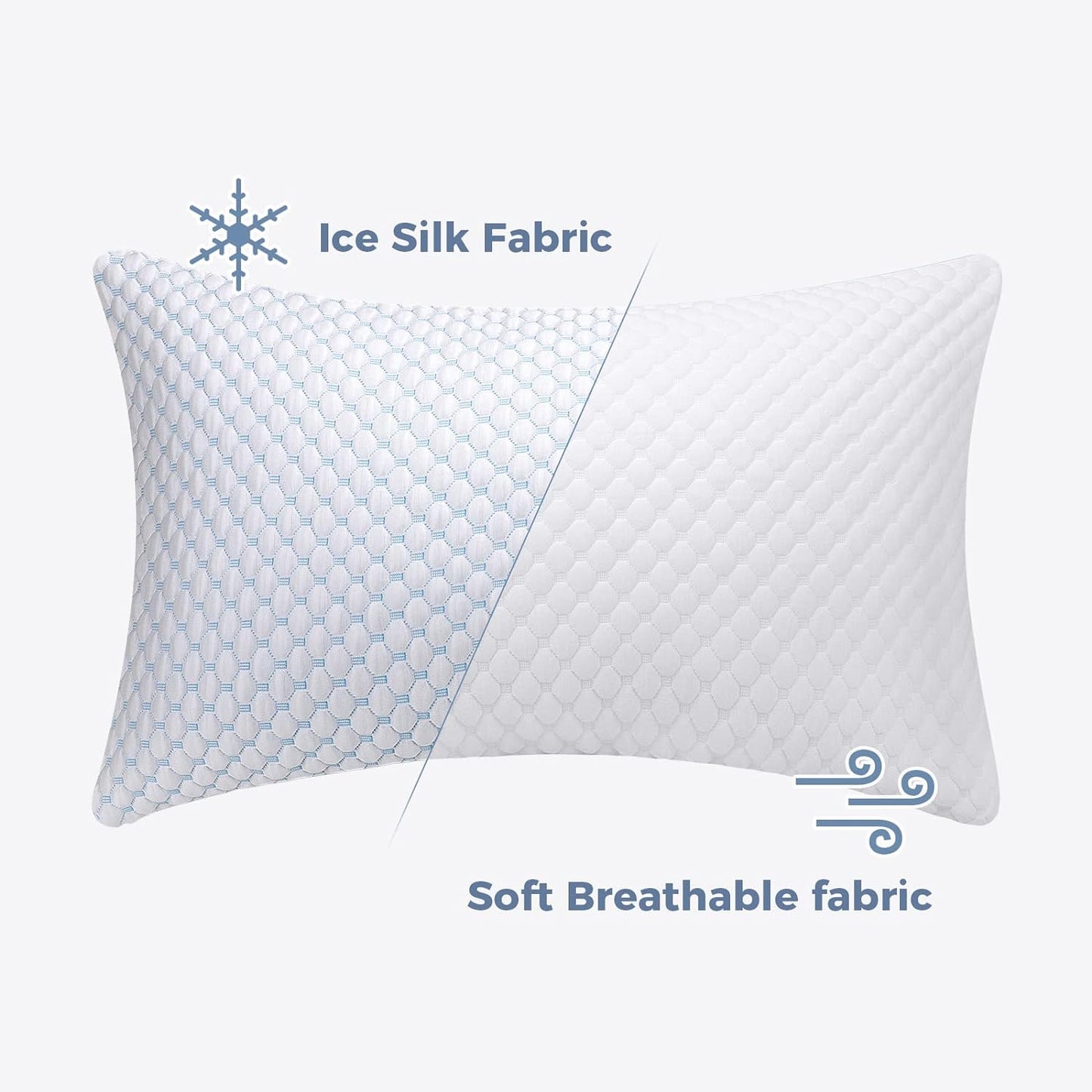2-Pack Cooling Memory Foam Pillows - Adjustable Loft for All Sleep Positions
