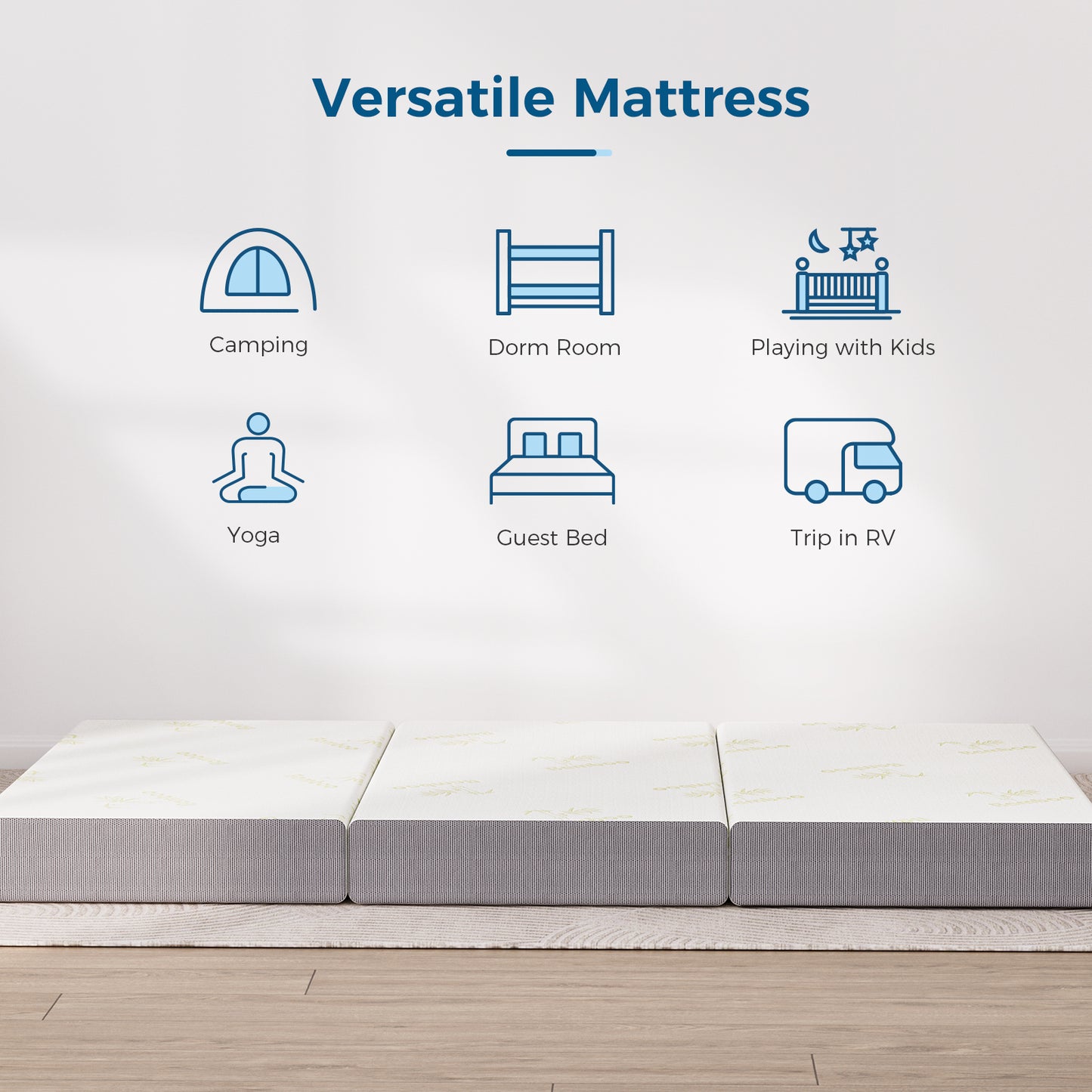 6-Inch Ultra Soft Folding Mattress - with Non-Slip Bottom & Easy Care Cover