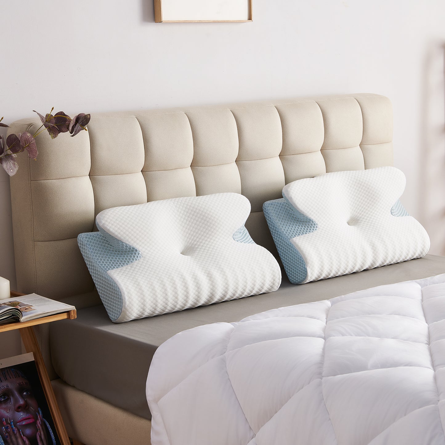 Adjustable Cervical Memory Foam Pillow for Neck Support – Pain Relief and Cooling Comfort for All Sleep Positions