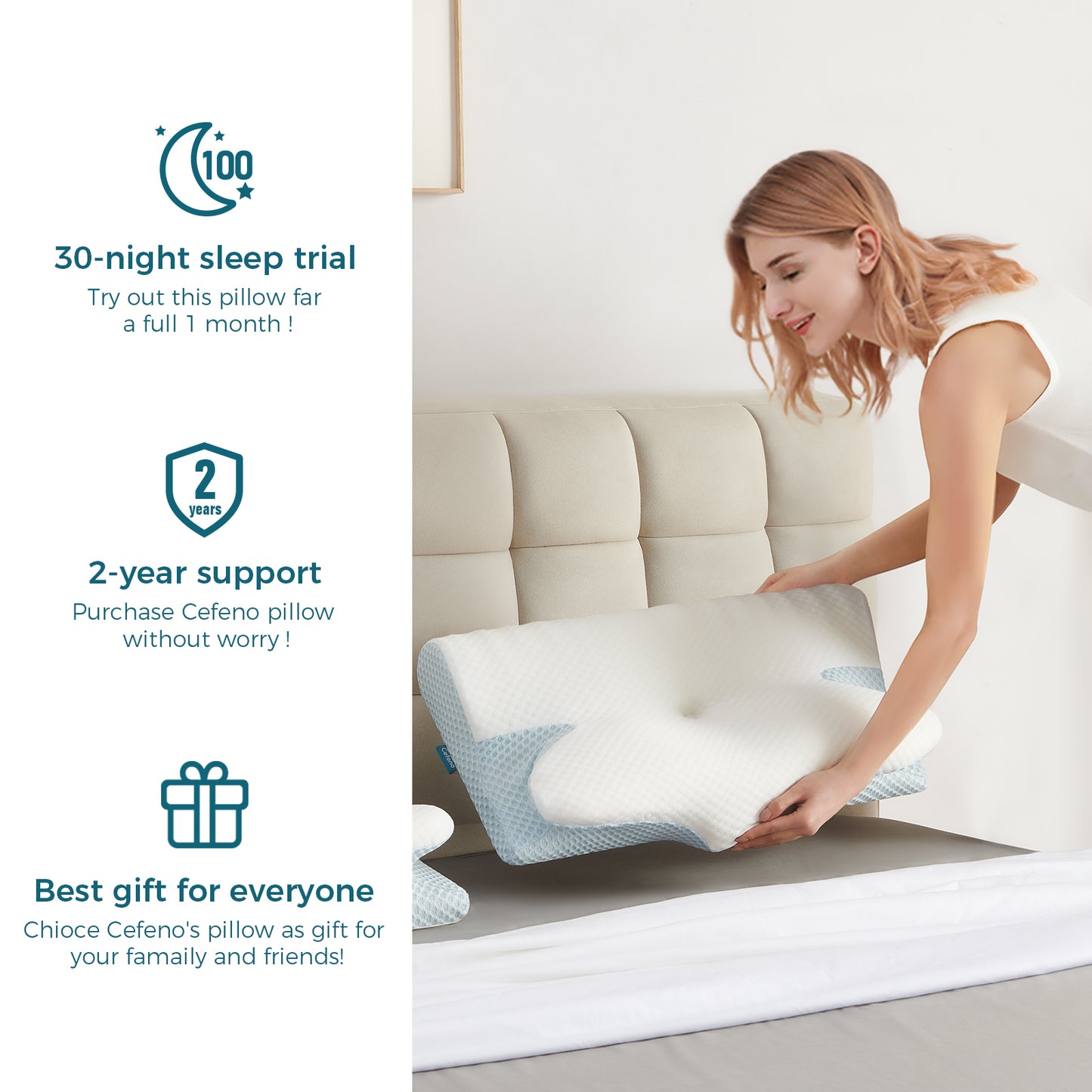 Adjustable Cervical Memory Foam Pillow for Neck Support – Pain Relief and Cooling Comfort for All Sleep Positions