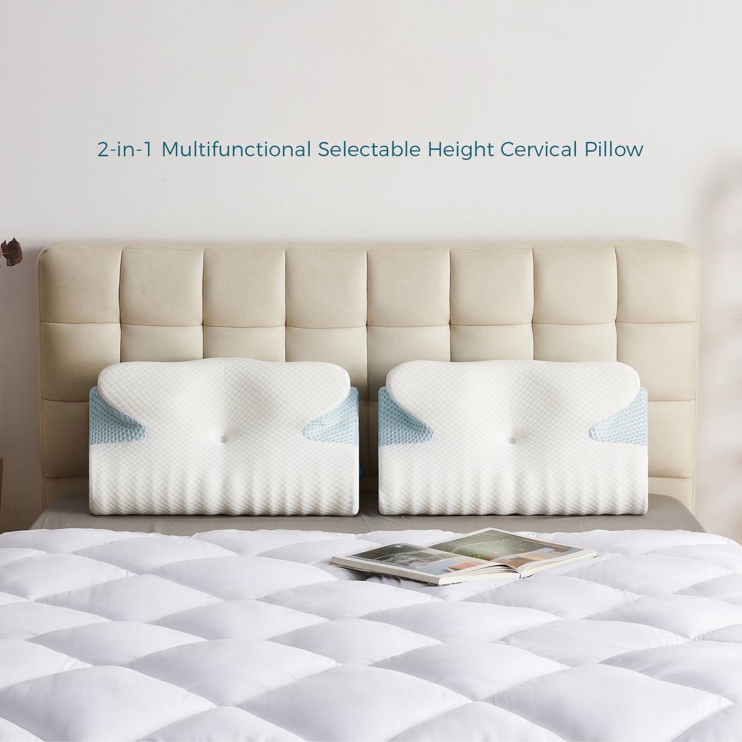Adjustable Cervical Memory Foam Pillow for Neck Support – Pain Relief and Cooling Comfort for All Sleep Positions