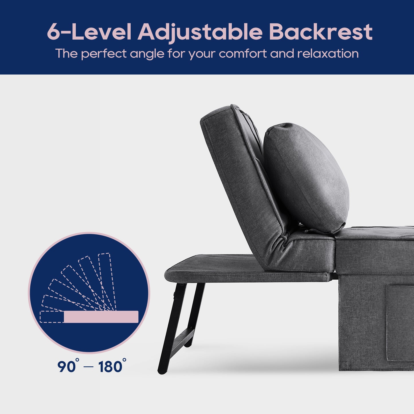 4-in-1 Convertible Sofa Bed - Modern Dark Gray Folding Ottoman with Adjustable Sleeper