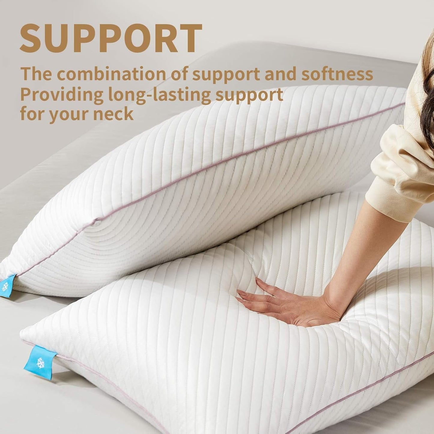 Set of 2 Cooling Pillows - Memory Foam for Enhanced Breathability and Support